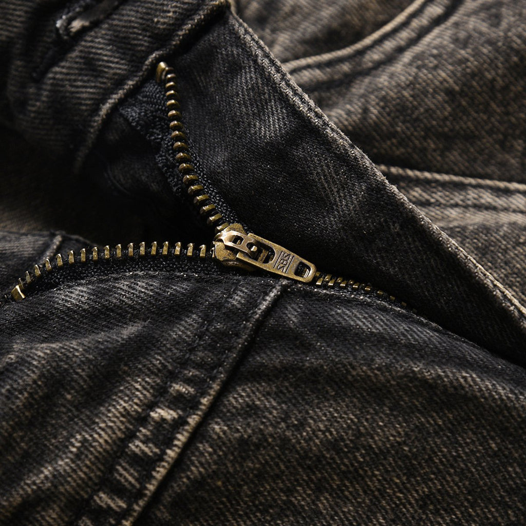 Men's Pleated Loose Denim Trousers