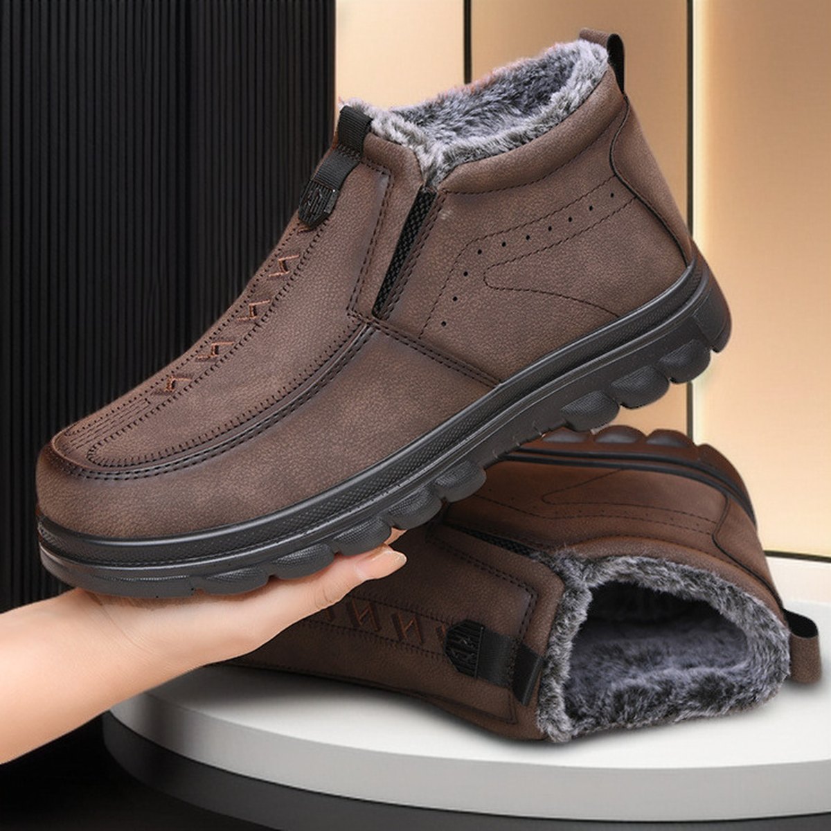 Men's Plus-size Cotton Shoes Thick-soled Slip-on Warm