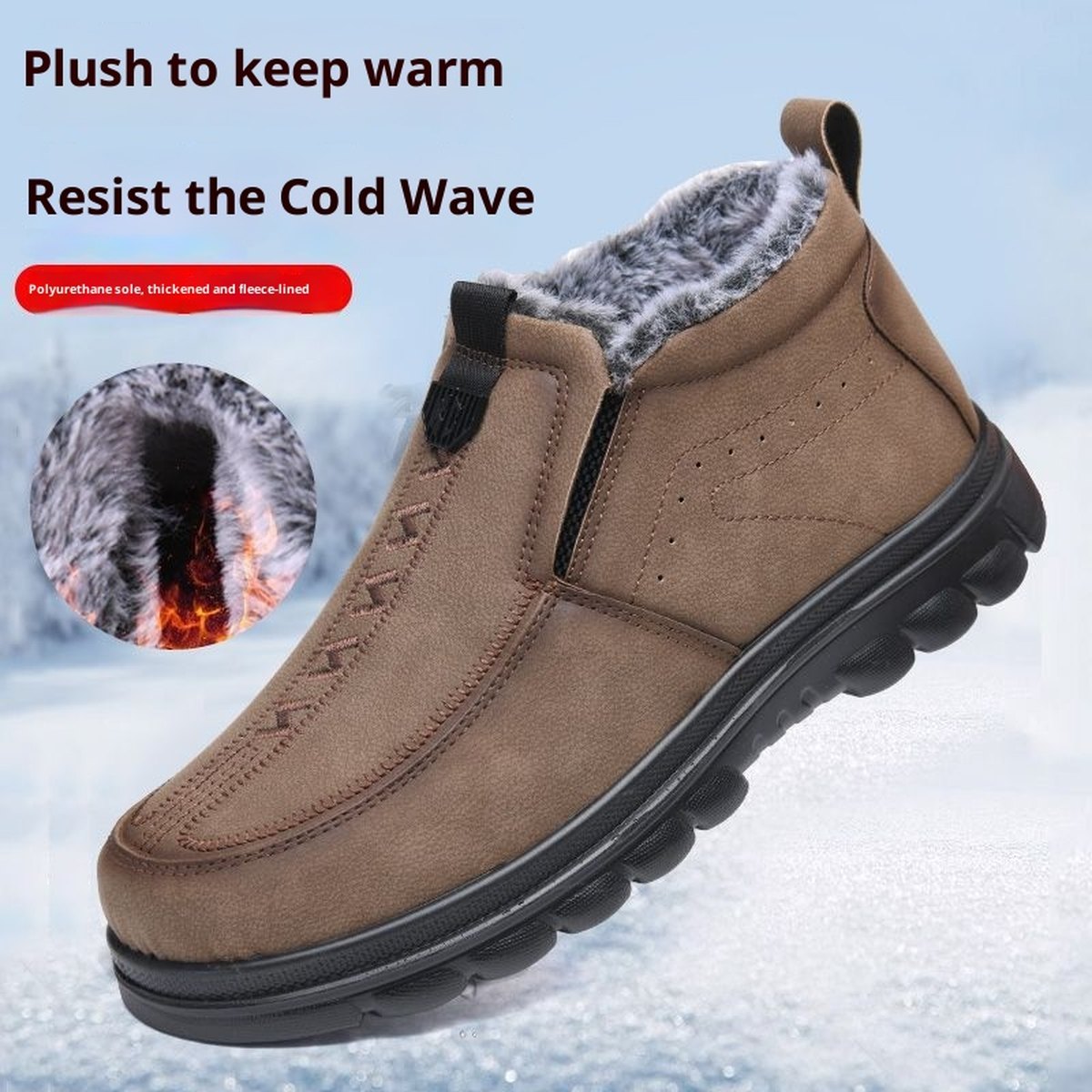 Men's Plus-size Cotton Shoes Thick-soled Slip-on Warm
