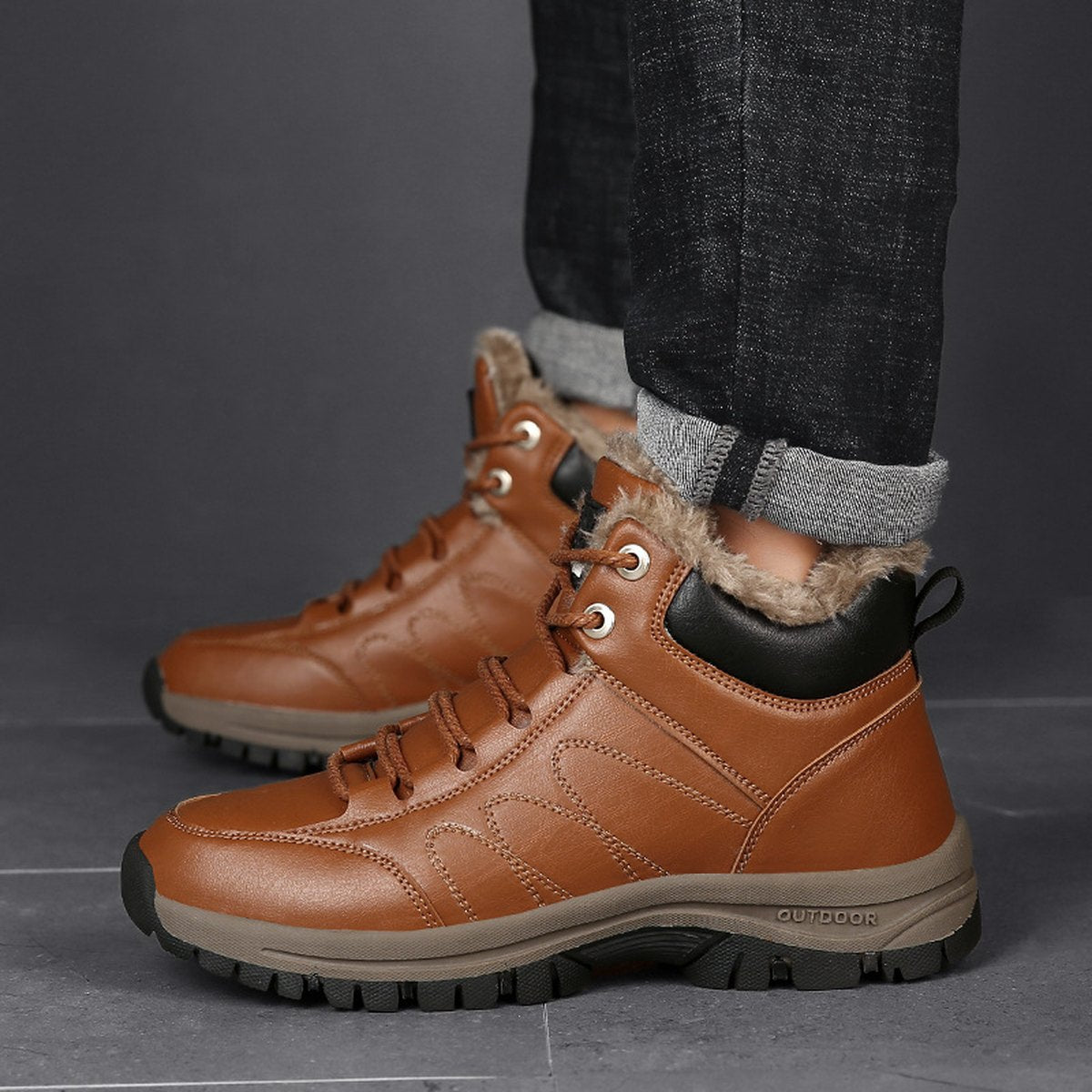 Men's Plush-Lined Winter Boots