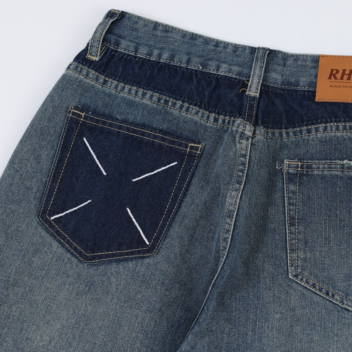 Men's Pocket Decoration Denim Loose Trousers