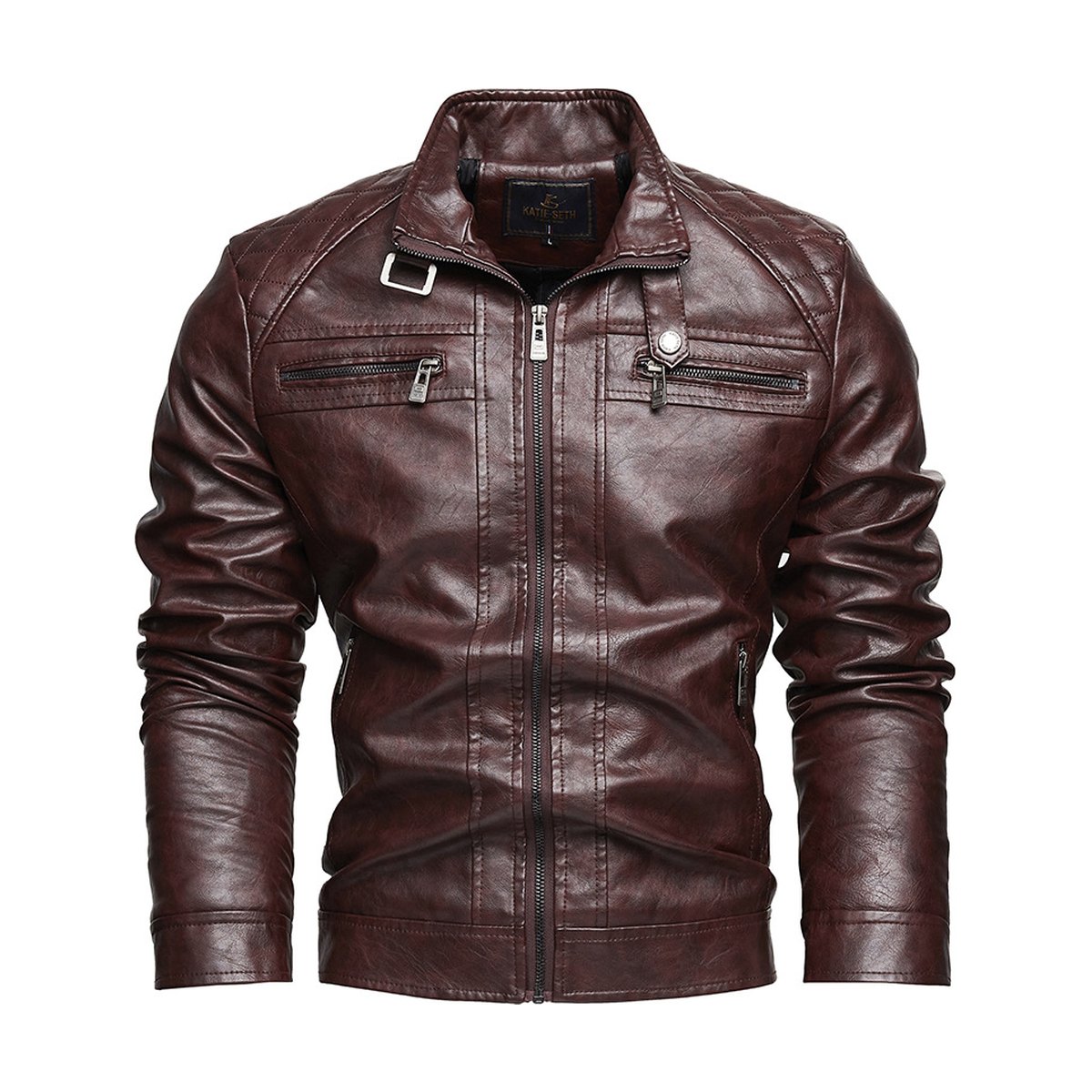 Men's Pocket PU Leather Coat Jacket