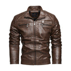 Men's Pocket PU Leather Coat Jacket