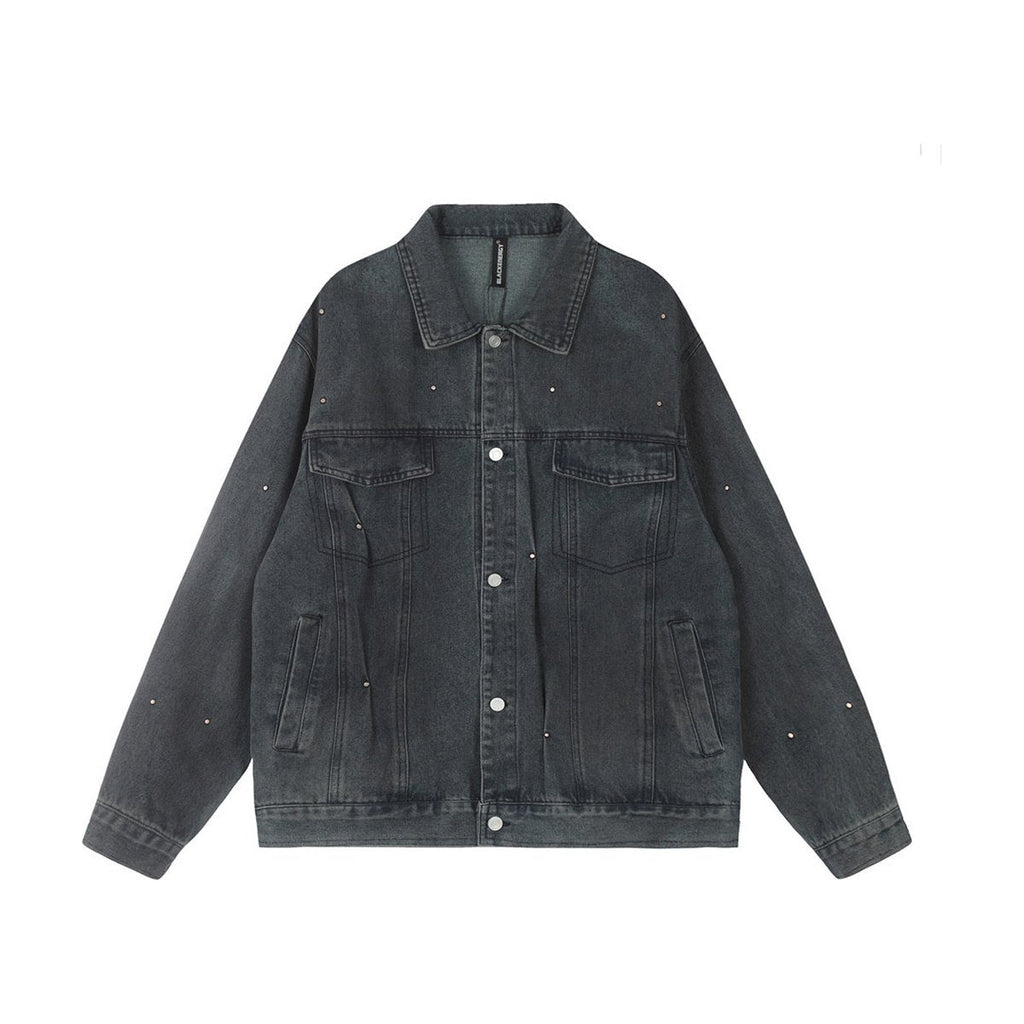Men's Punk Distressed Denim Jacket Coat