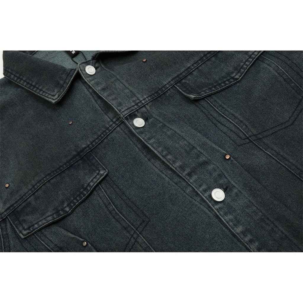Men's Punk Distressed Denim Jacket Coat