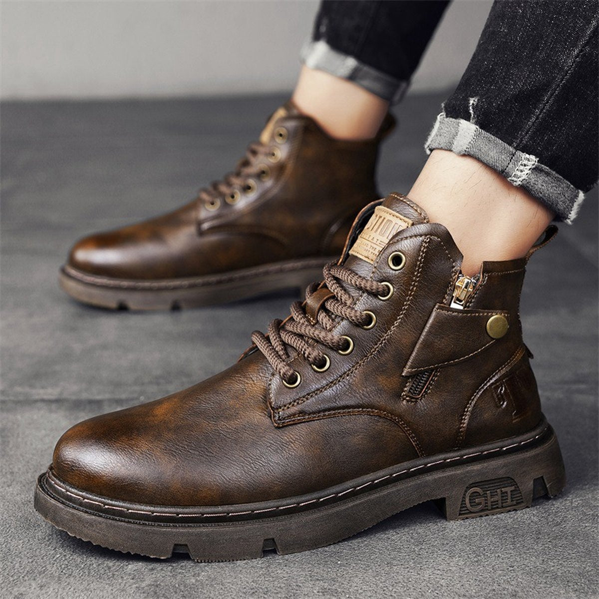 Men's Retro British High Cut Martin Boots