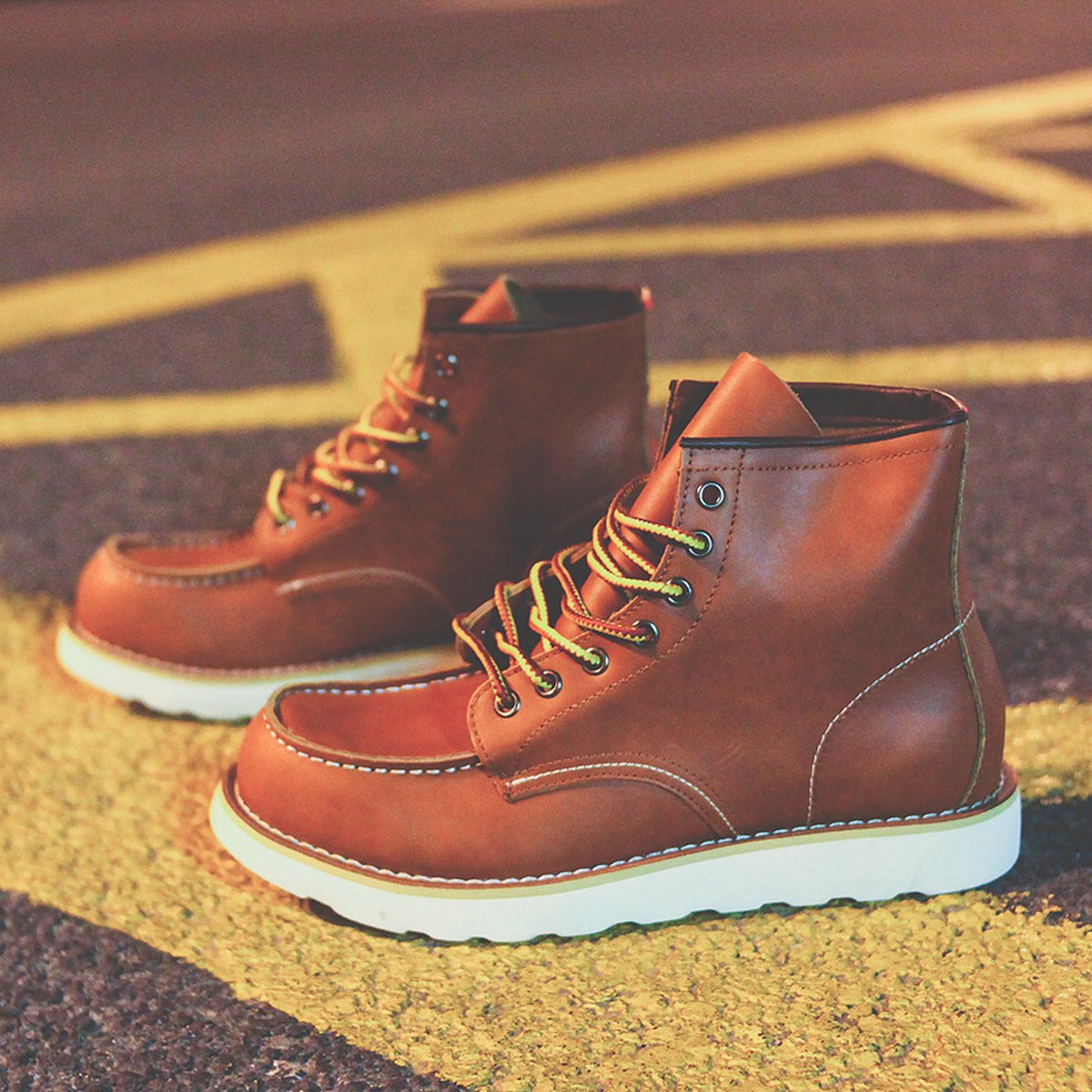 Men's Retro Mark Head Work Boots Casual Martin