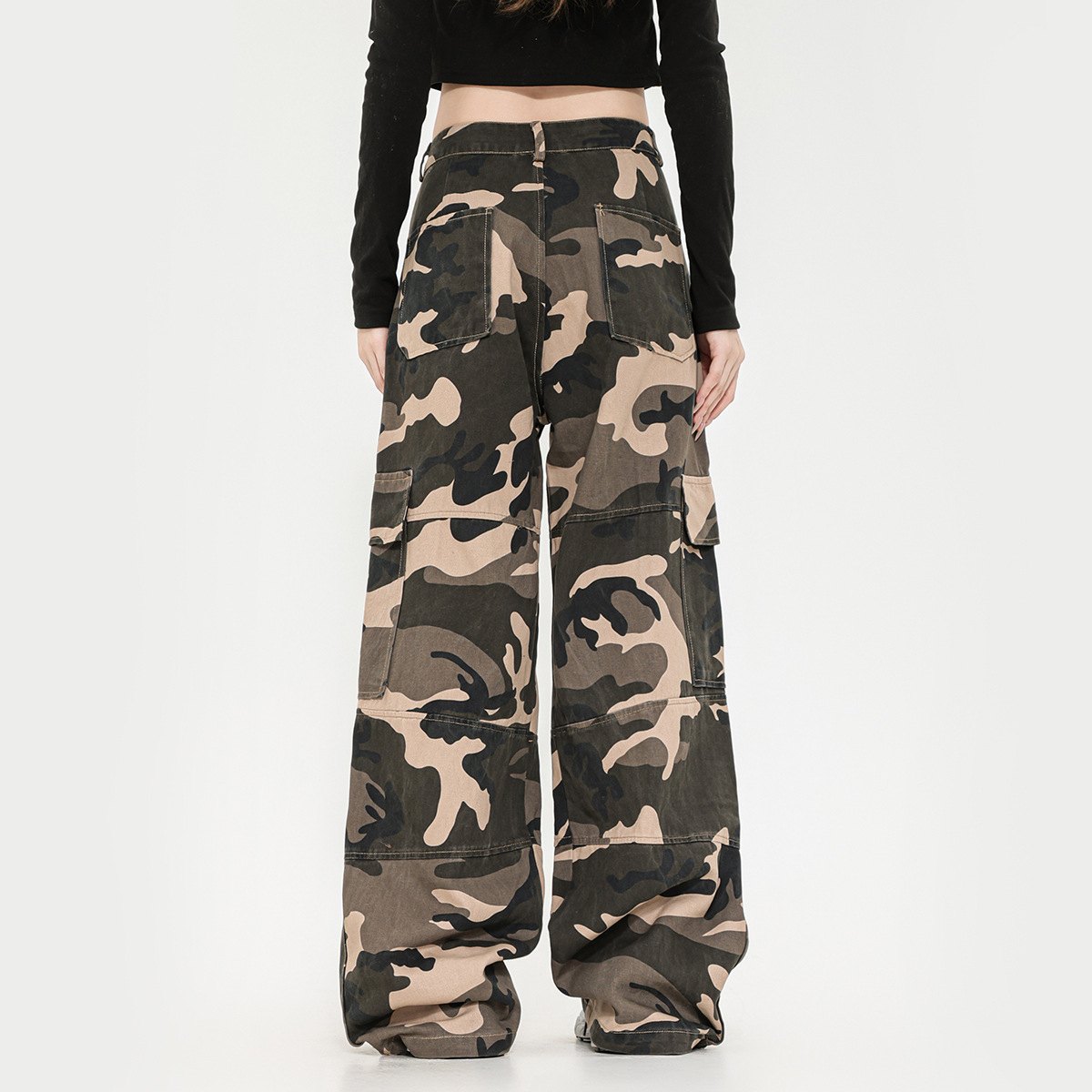 Men's Retro Straight Cargo Camouflage Pants