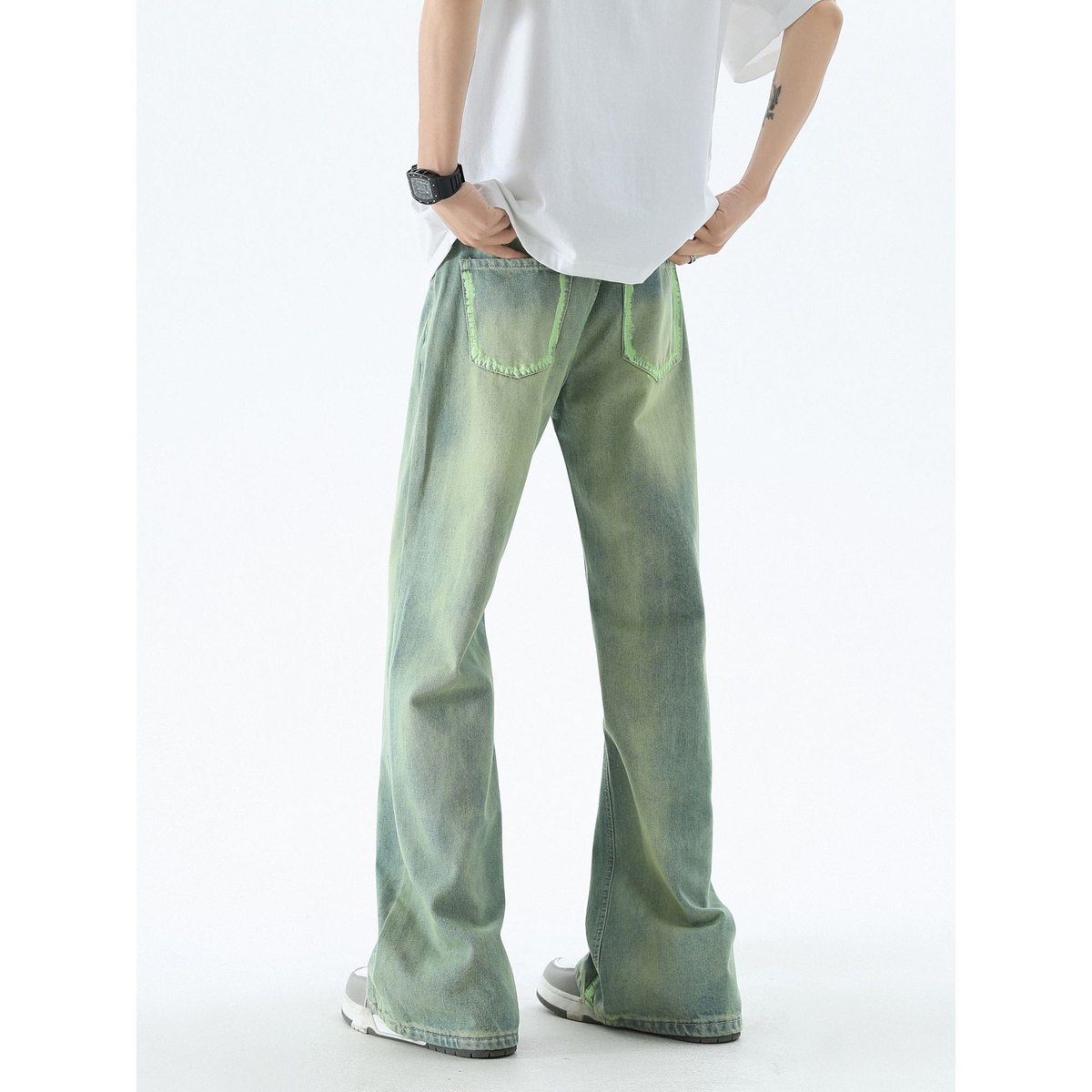 Men's Retro Washed Stitching Jeans