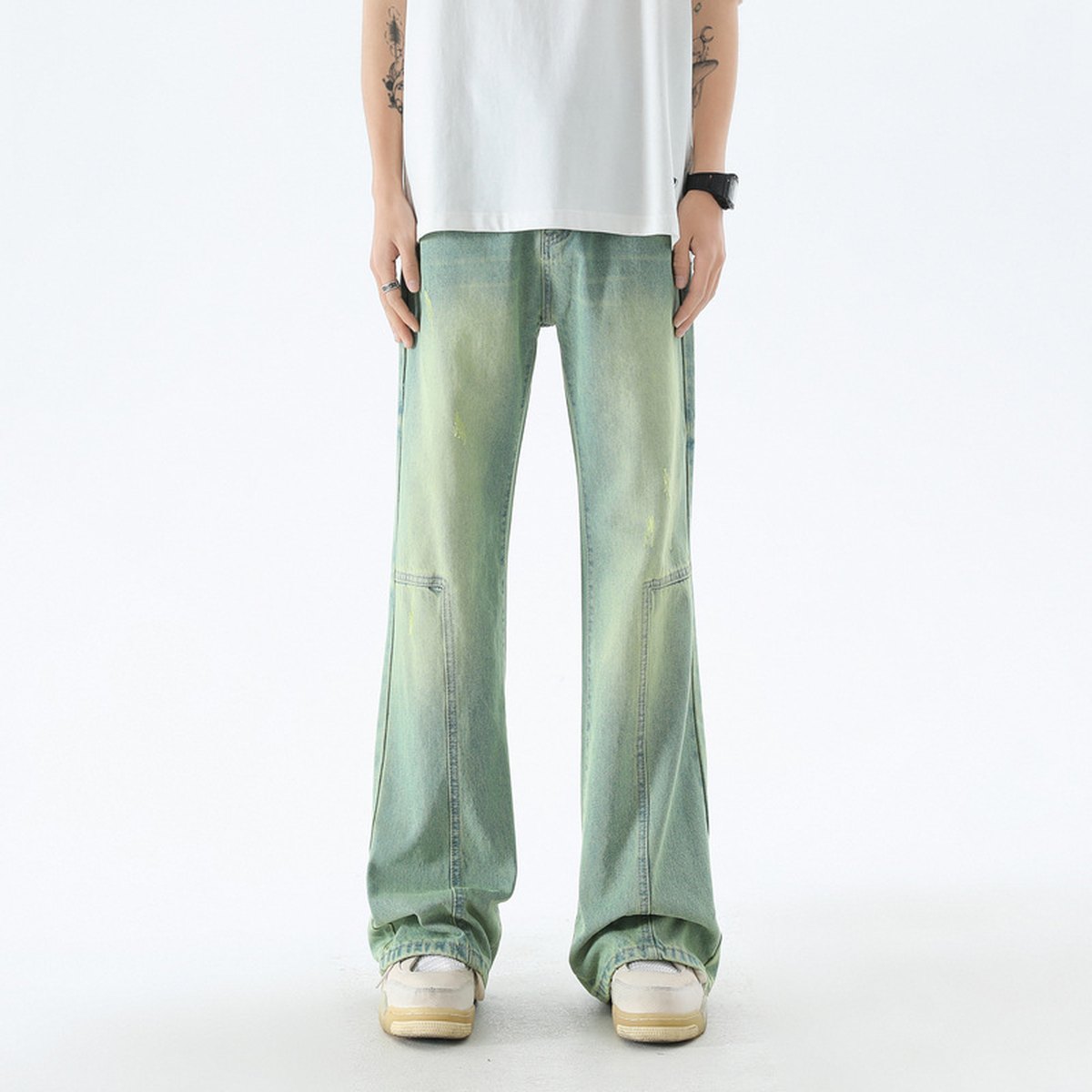 Men's Retro Washed Stitching Jeans
