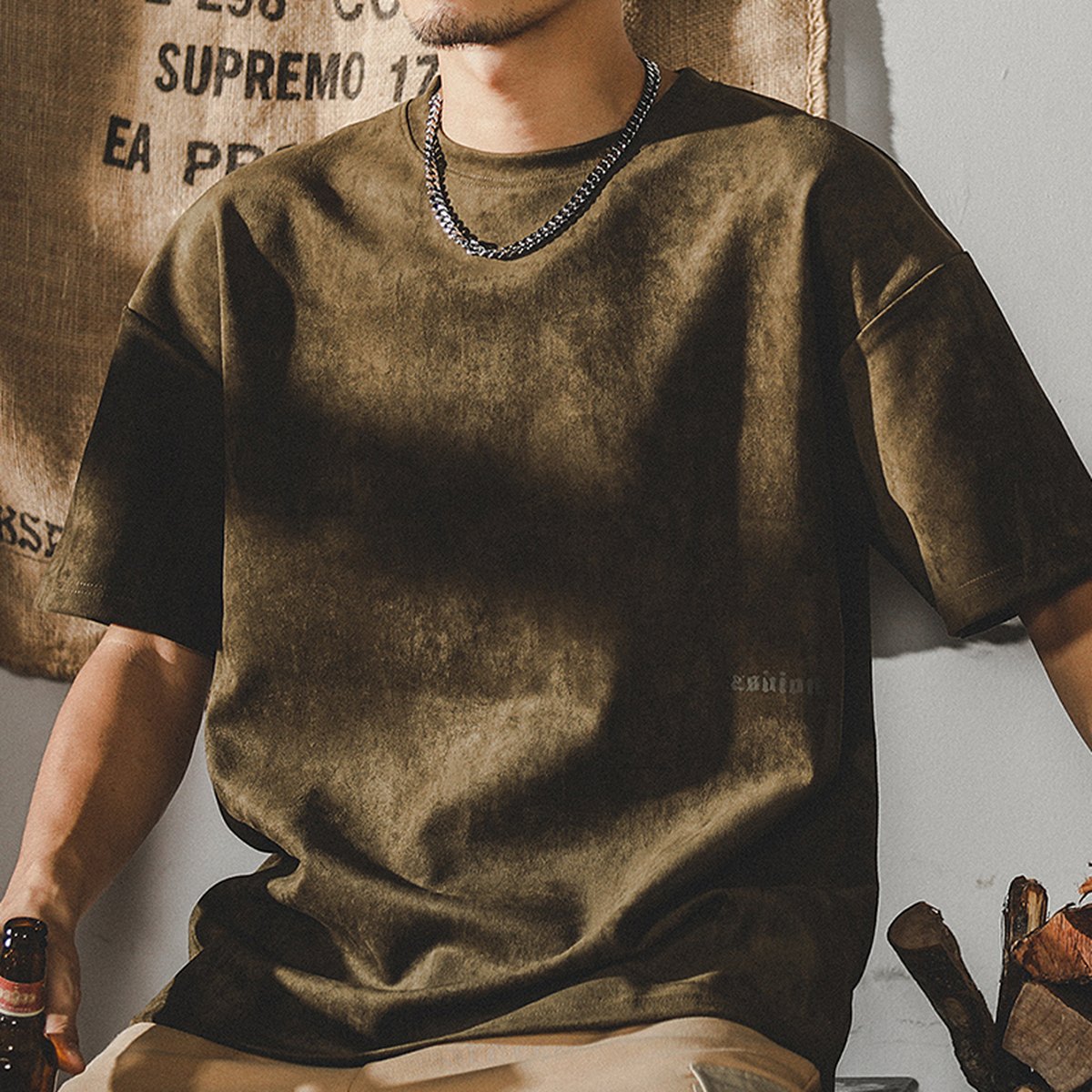 Men's Retro Washed T-shirt Heavy Short-sleeved Shirt