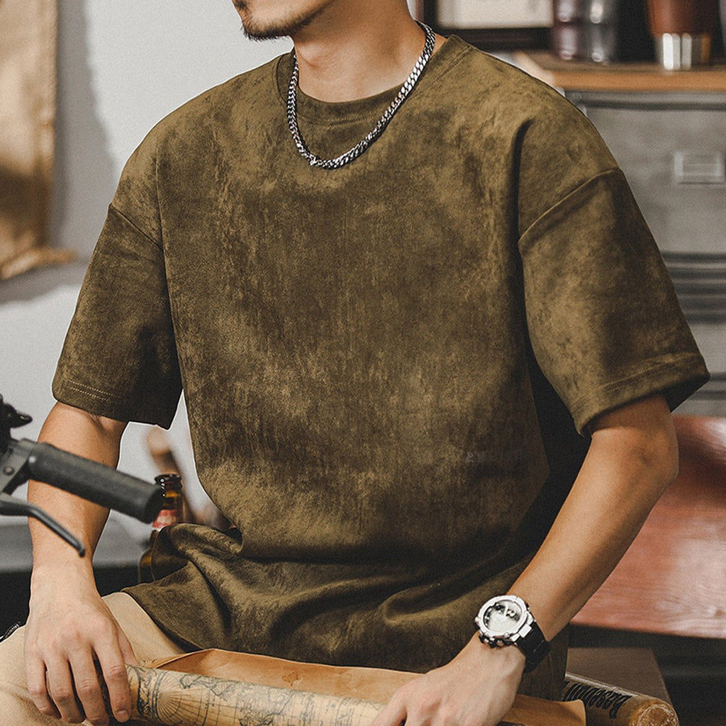 Men's Retro Washed T-shirt Heavy Short-sleeved Shirt