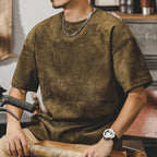 Men's Retro Washed T-shirt Heavy Short-sleeved Shirt