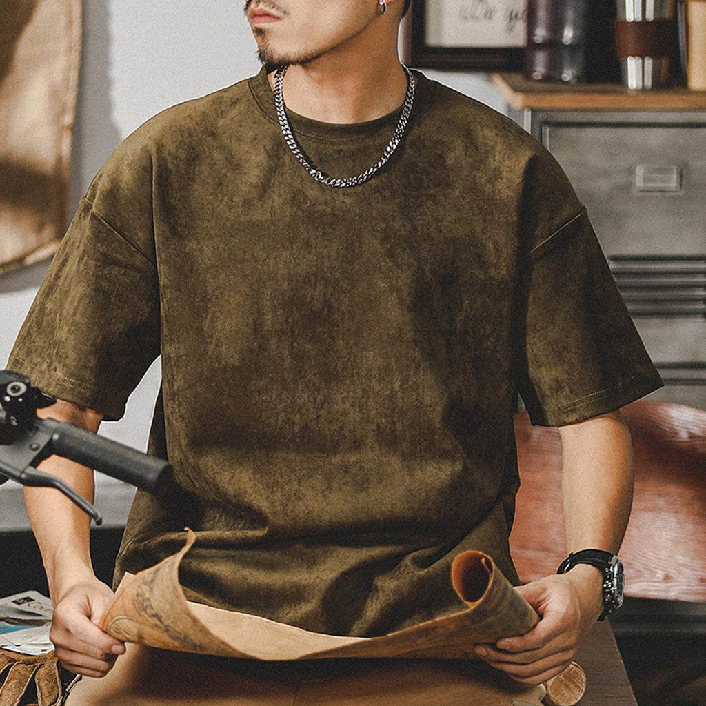 Men's Retro Washed T-shirt Heavy Short-sleeved Shirt