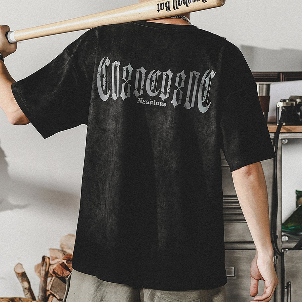 Men's Retro Washed T-shirt Heavy Short-sleeved Shirt