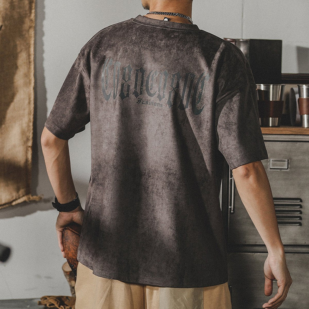 Men's Retro Washed T-shirt Heavy Short-sleeved Shirt