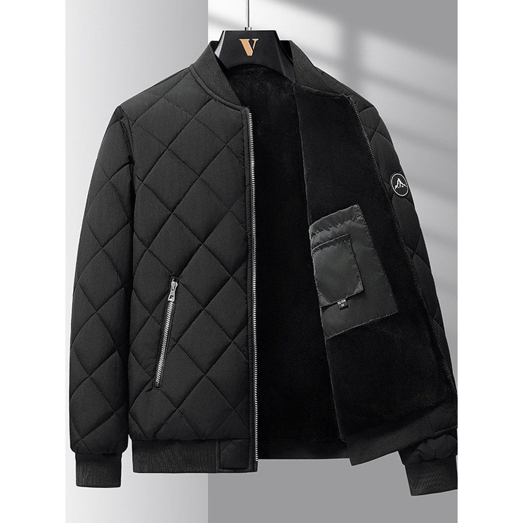 Men's Rhombic-sewing Design Cotton Coat Warm Thickened Baseball
