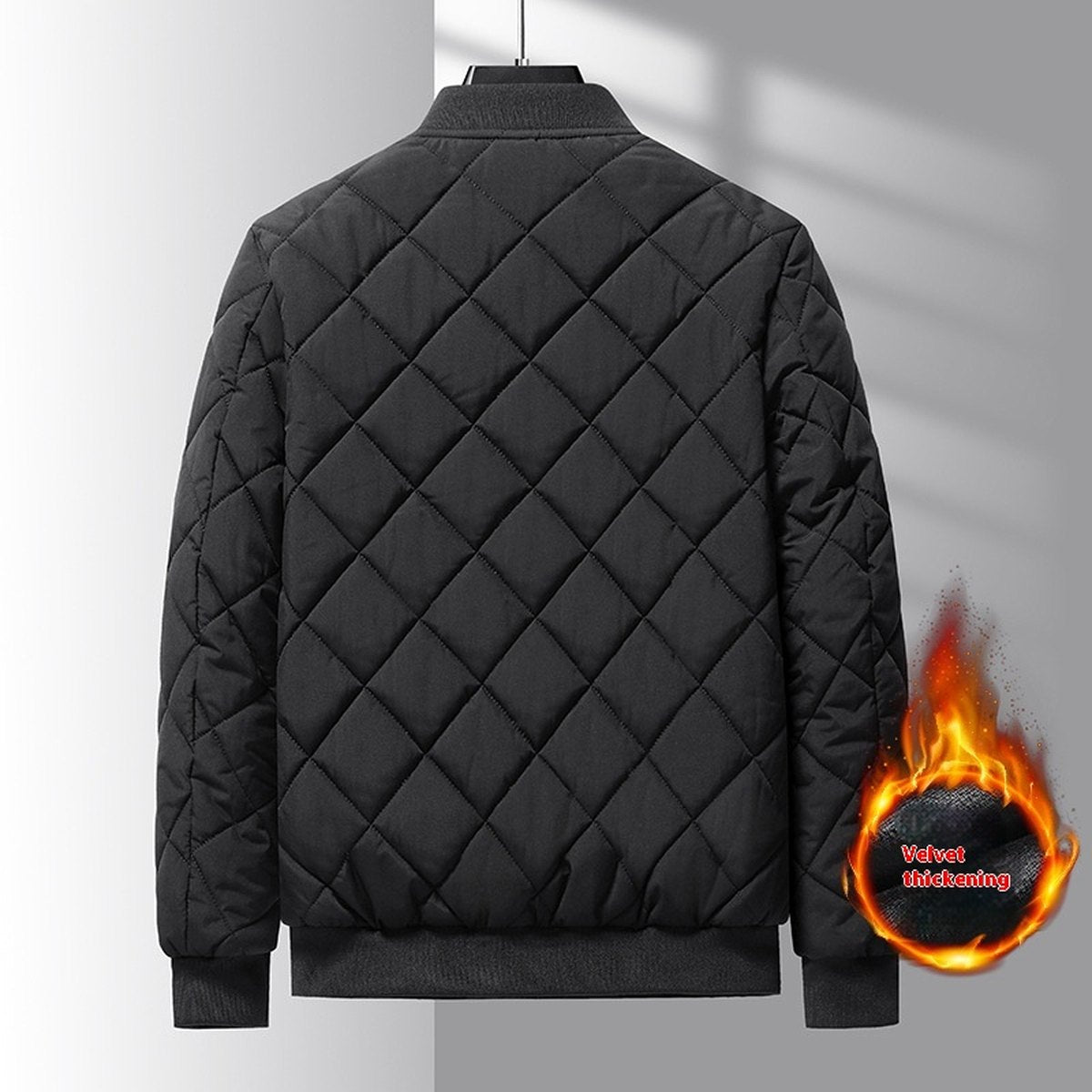 Men's Rhombic-sewing Design Cotton Coat Warm Thickened Baseball
