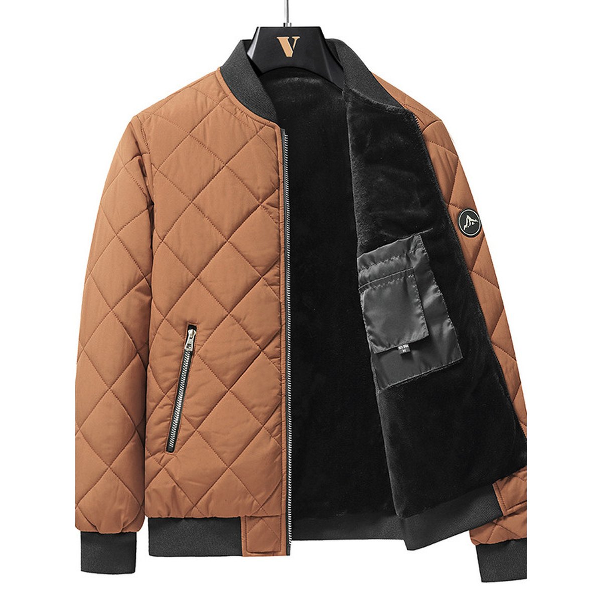Men's Rhombic-sewing Design Cotton Coat Warm Thickened Baseball