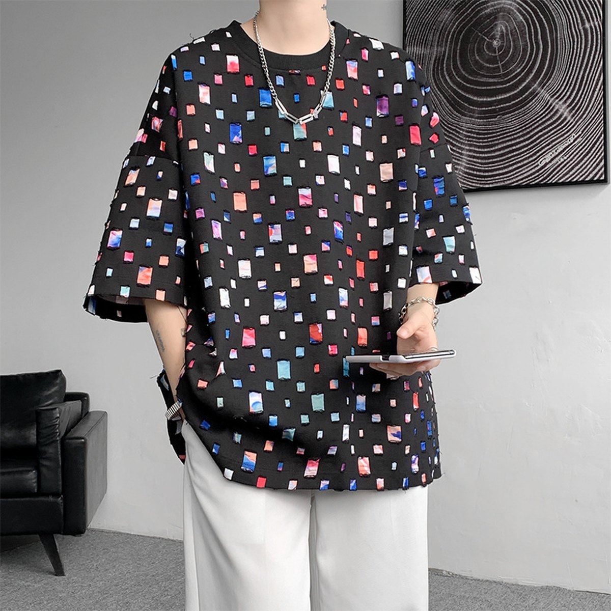 Men's Ripped Short-sleeved T-shirt