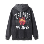Men's Rose Flame Printed Hoodie