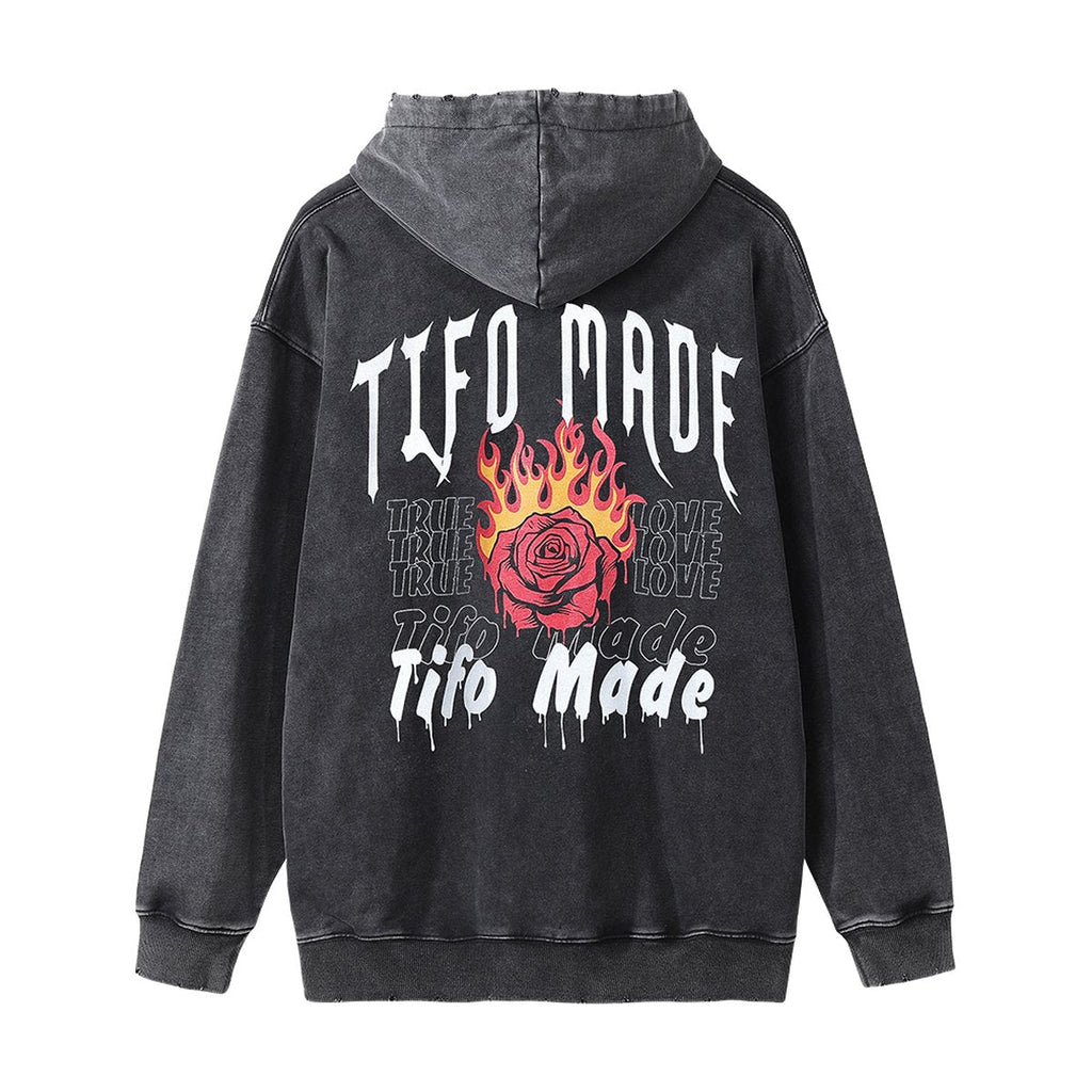 Men's Rose Flame Printed Hoodie