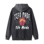 Men's Rose Flame Printed Hoodie