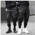Men's Sale Black Hip Hop Cargo Pants Elastic
