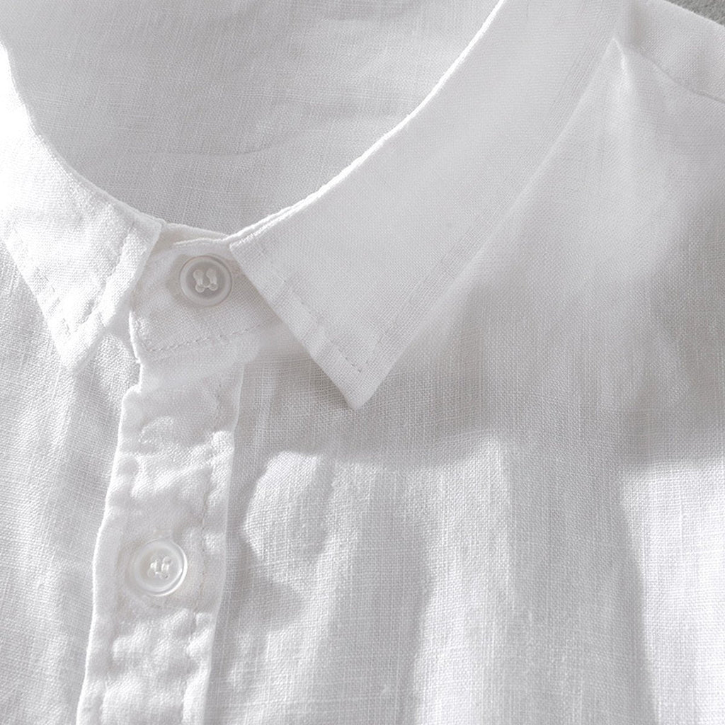 Men's Short Sleeve Breathable Pure Linen Shirt