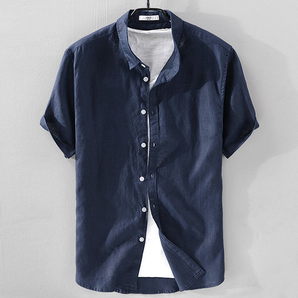 Men's Short Sleeve Breathable Pure Linen Shirt