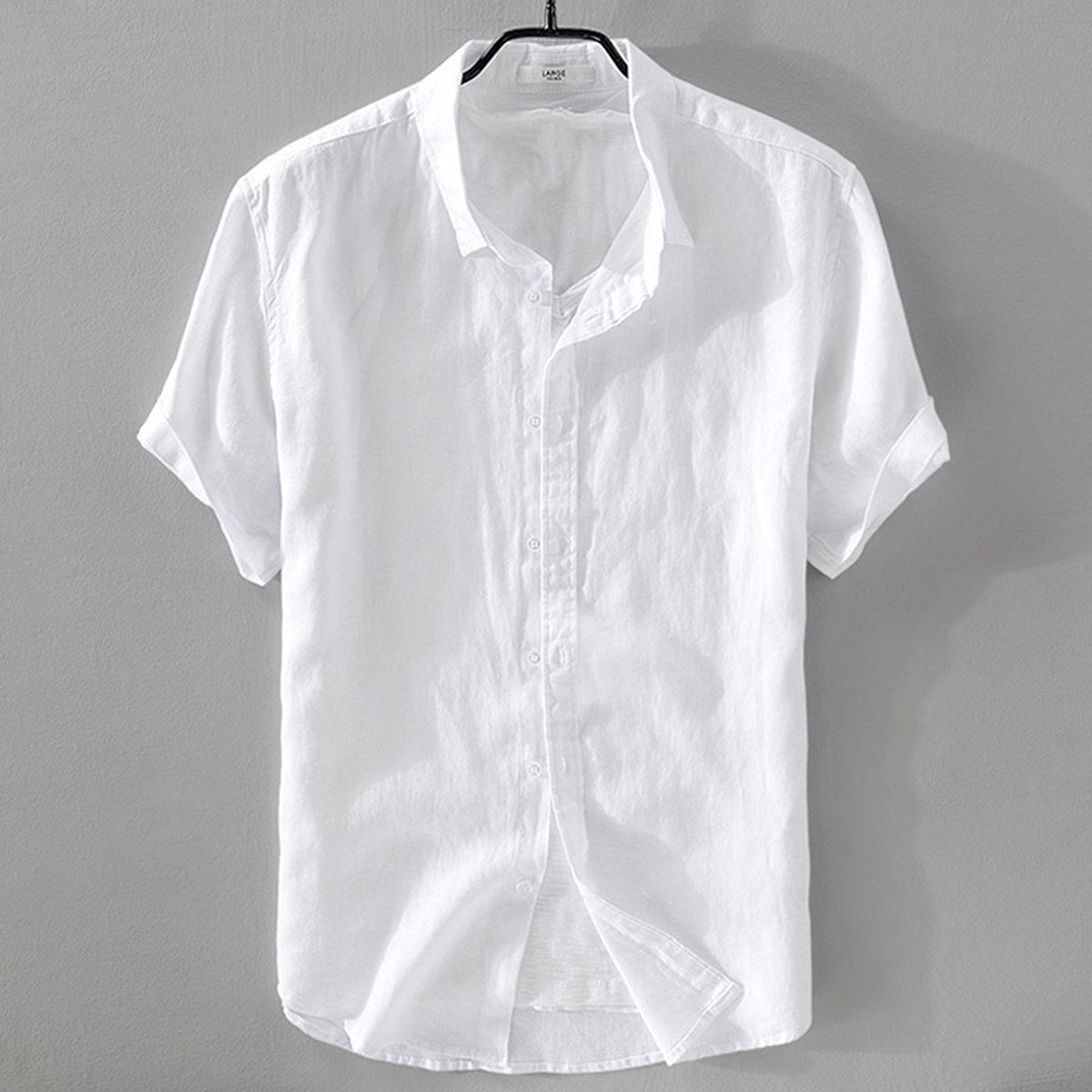 Men's Short Sleeve Breathable Pure Linen Shirt