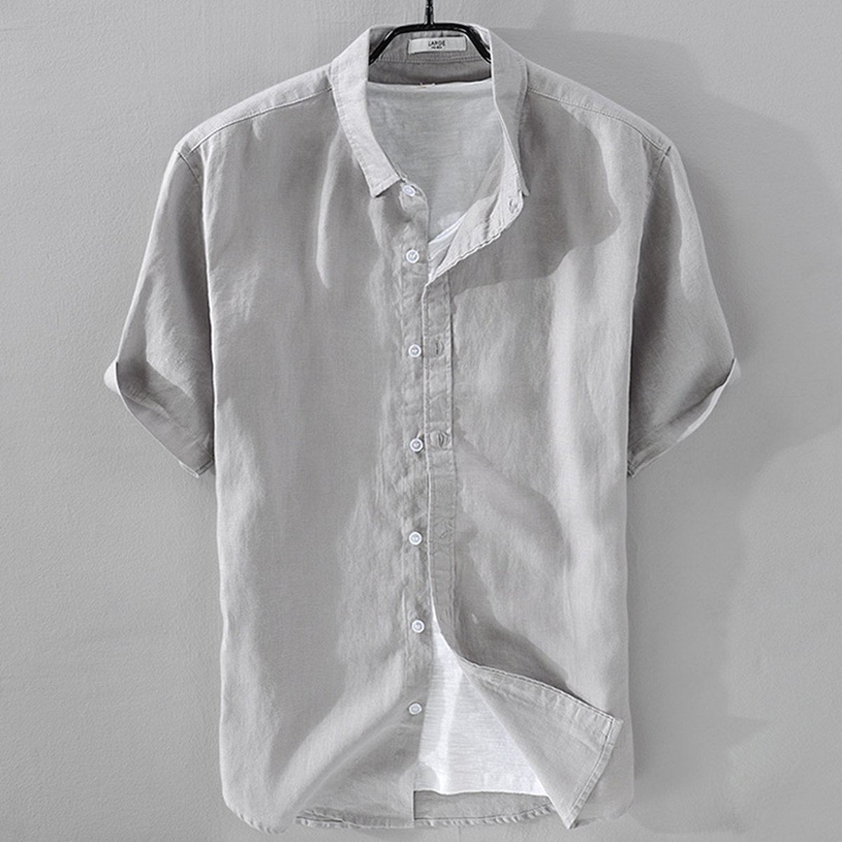 Men's Short Sleeve Breathable Pure Linen Shirt