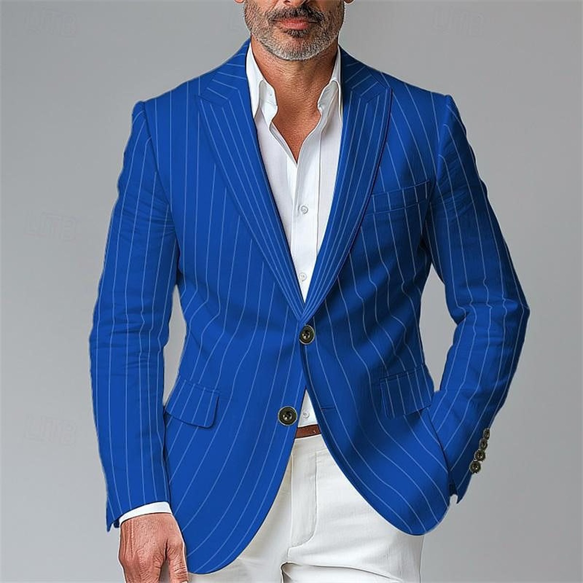 Men's Single Row Two Button Plaid Blazer