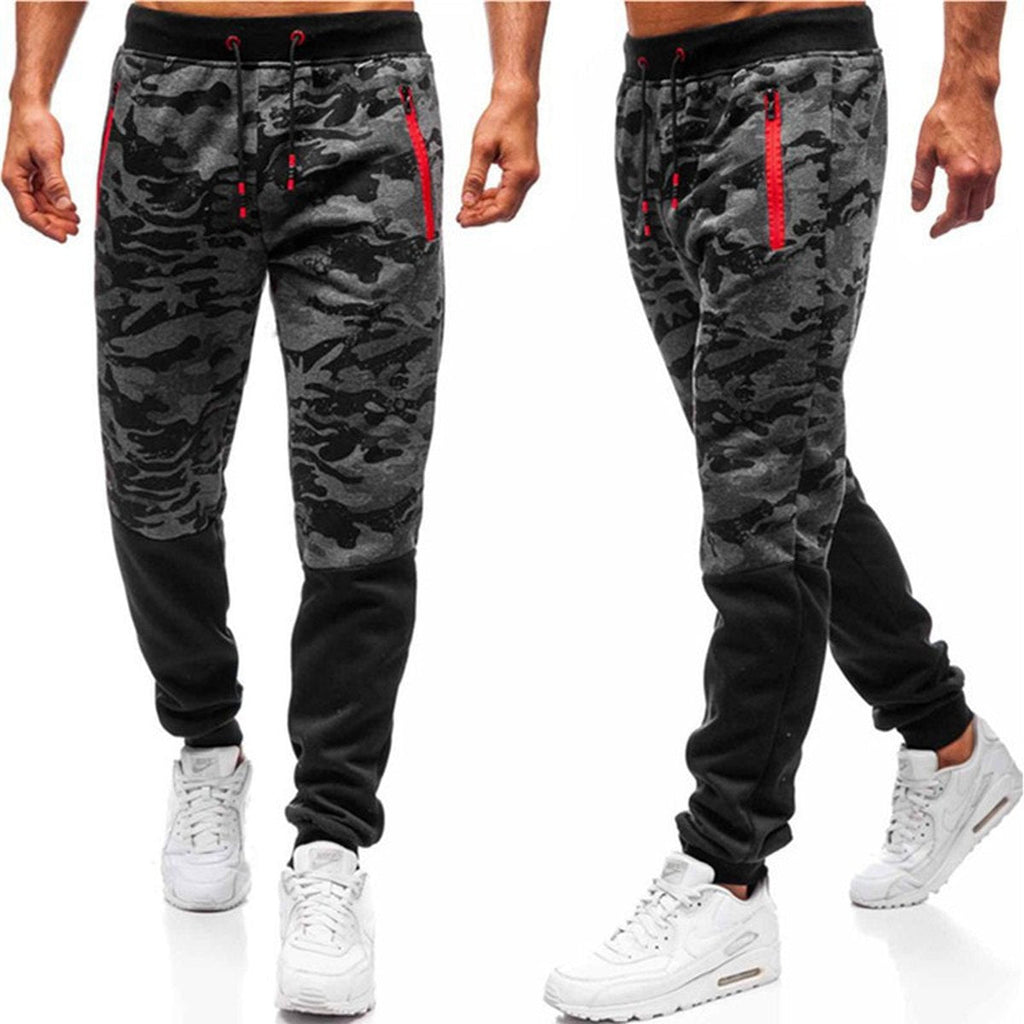 Men's Slim-fit Trousers Camouflage Lace-up