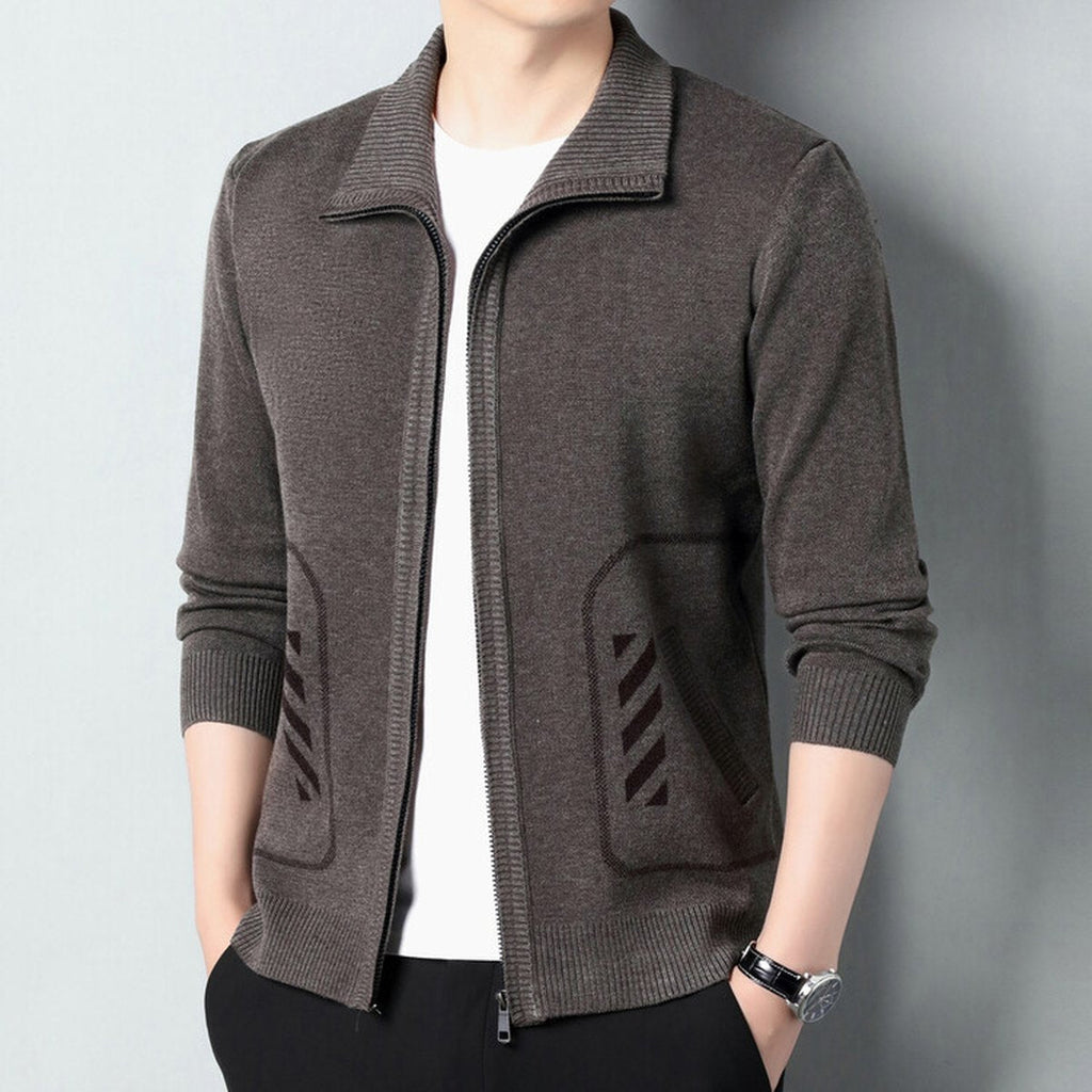 Men's Solid Color Knitted Cardigan
