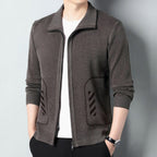 Men's Solid Color Knitted Cardigan