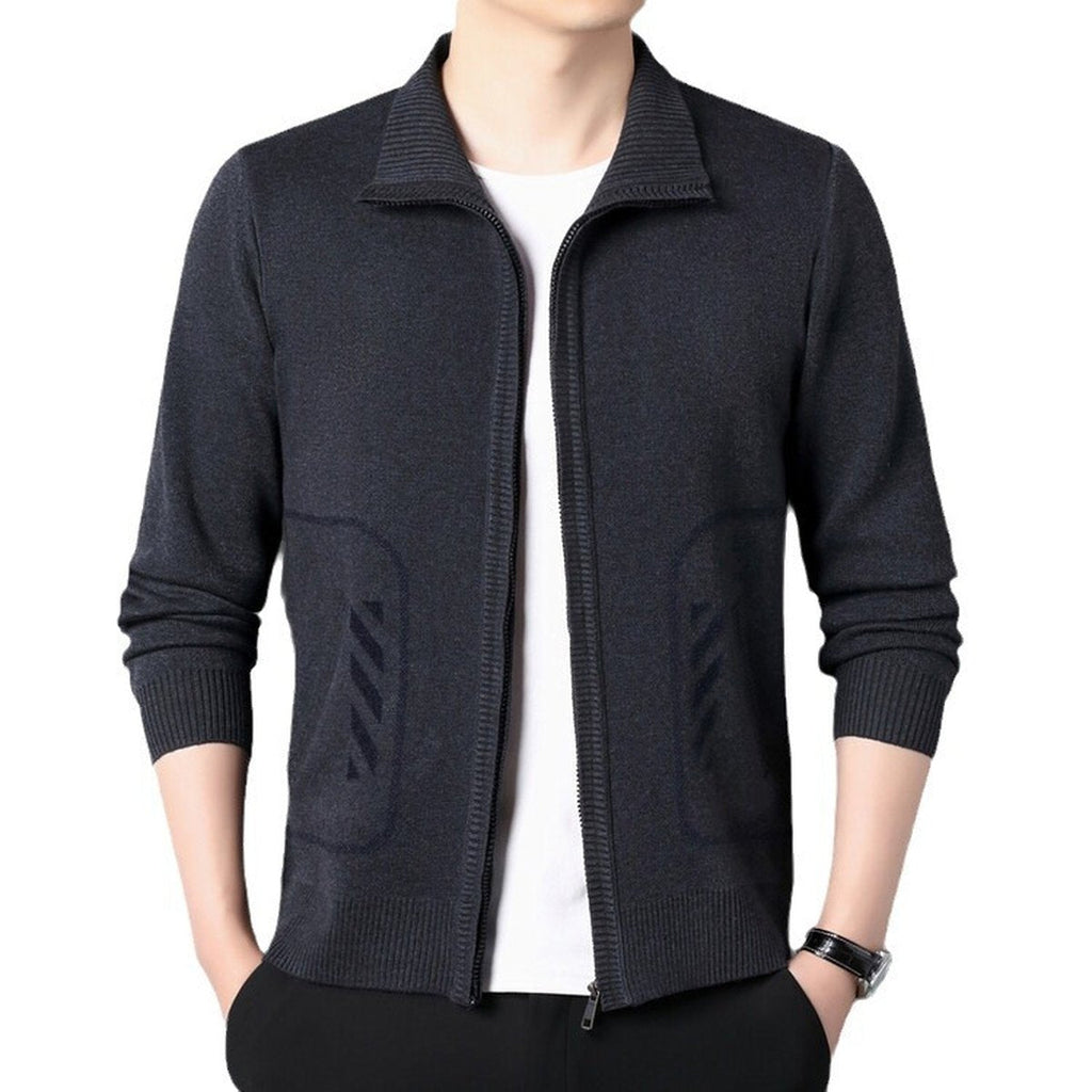 Men's Solid Color Knitted Cardigan