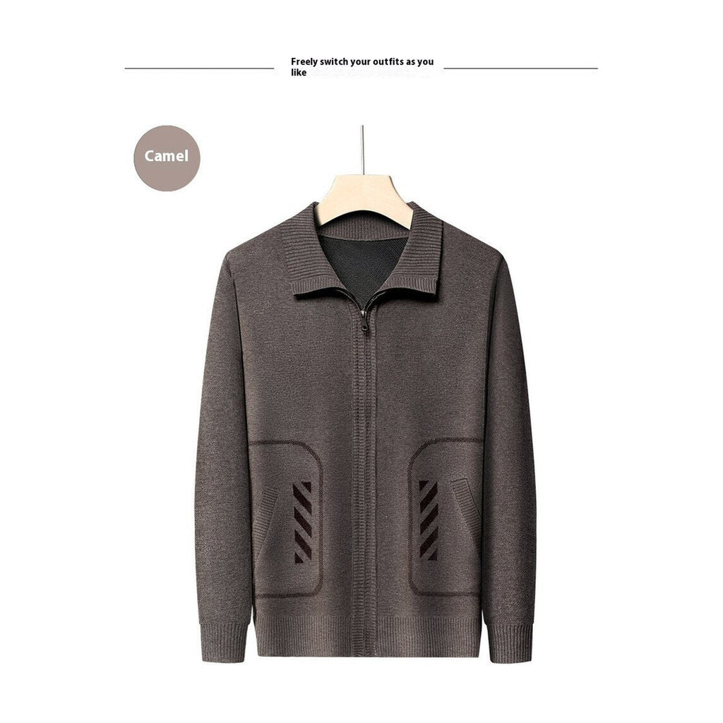 Men's Solid Color Knitted Cardigan