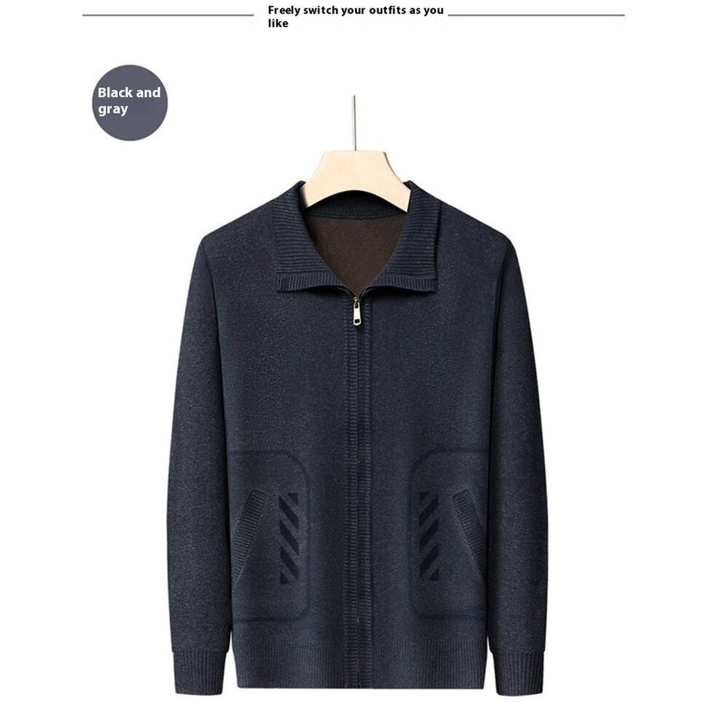 Men's Solid Color Knitted Cardigan