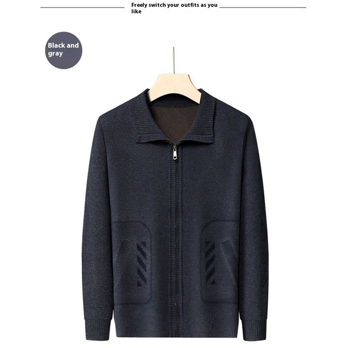 Men's Solid Color Knitted Cardigan