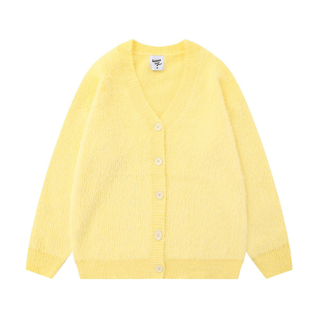 Men's Solid Color Loose Cardigan Sweater