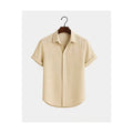 Men's Solid-color Short-sleeve Cotton-linen Shirt