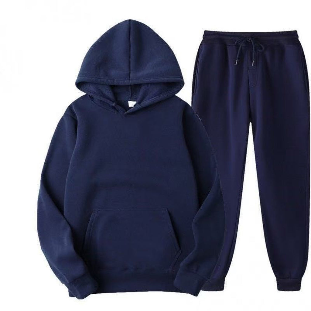 Men's Solid Hoodie 2pcs Tracksuit Casual Sport Suit