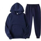 Men's Solid Hoodie 2pcs Tracksuit Casual Sport Suit
