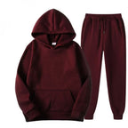 Men's Solid Hoodie 2pcs Tracksuit Casual Sport Suit