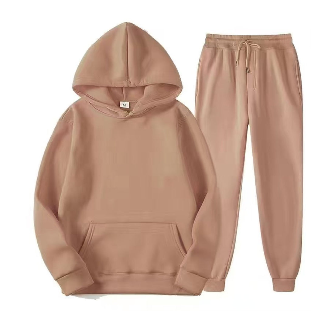 Men's Solid Hoodie 2pcs Tracksuit Casual Sport Suit