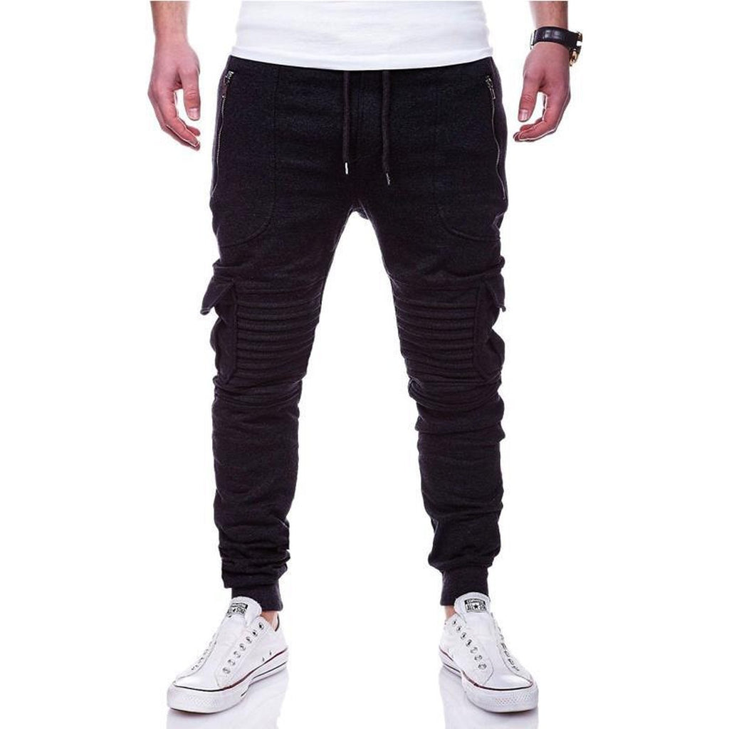 Men's Sports Pants Striped Pleated Casual
