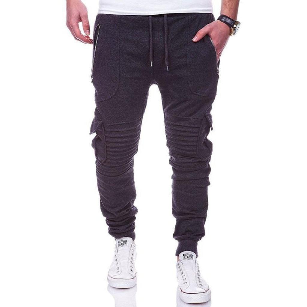 Men's Sports Pants Striped Pleated Casual