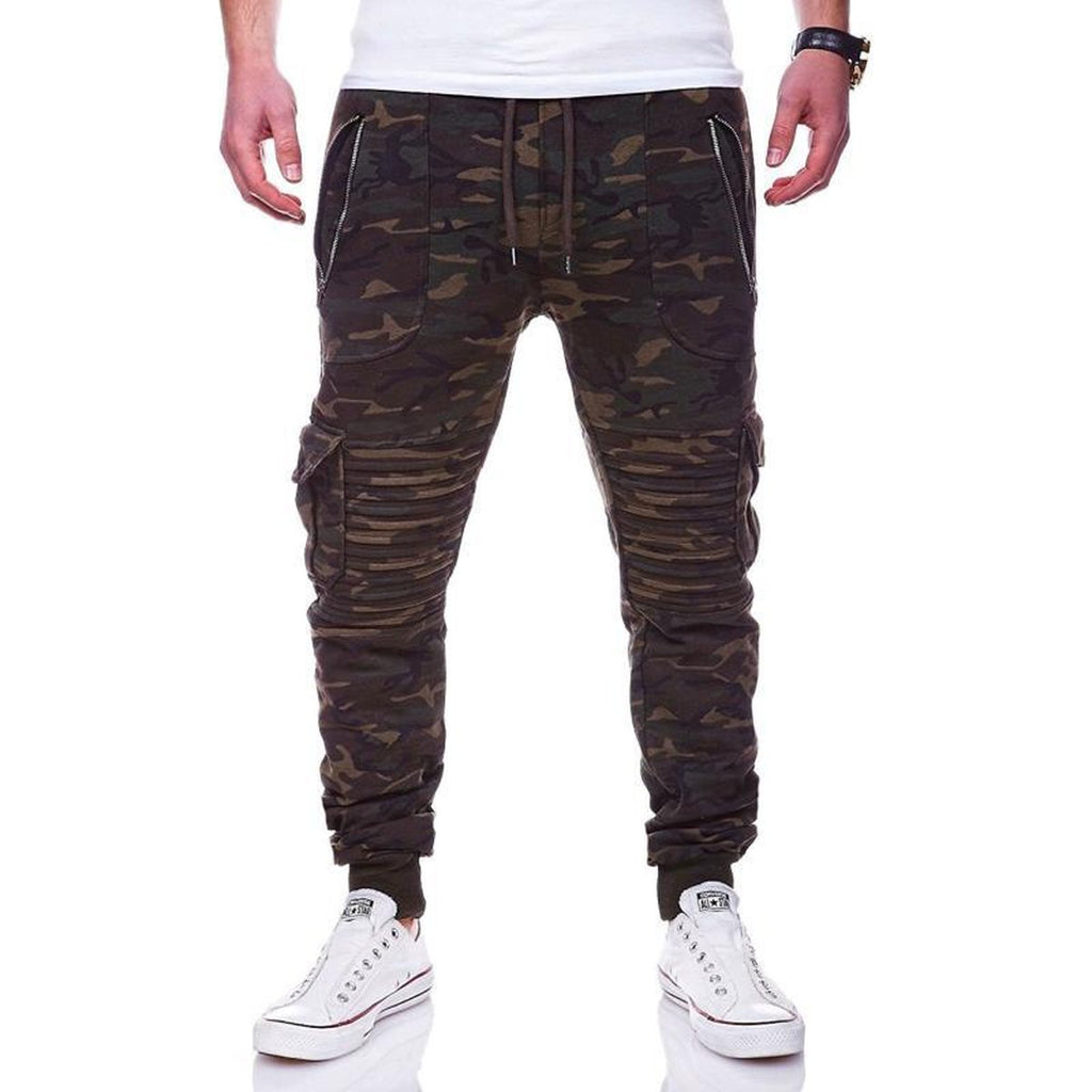 Men's Sports Pants Striped Pleated Casual