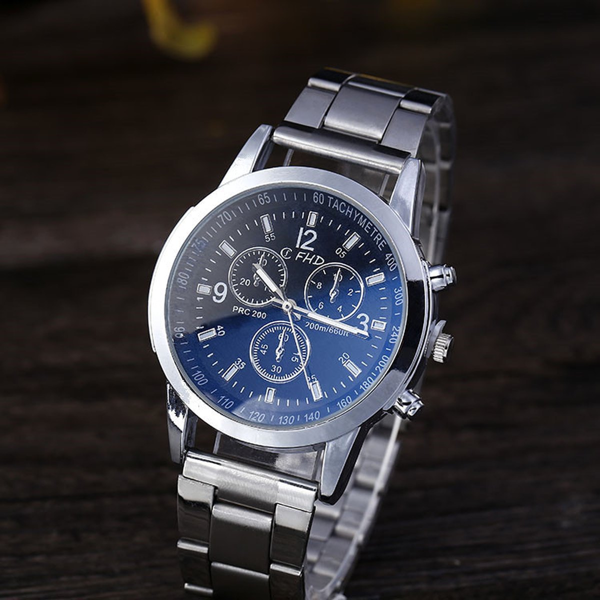 Men's Steel Chronograph-Style Watch